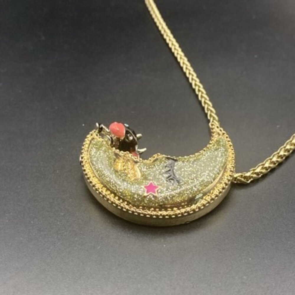 Vtg Betsey Johnson Necklace Heavens to Betsey Cow Jumped Over Moon Celestial 16" - Picture 7 of 9